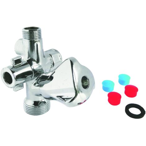 Somatherm – Robinet d'arrêt sous évier multifonction – Laiton chromé – Raccordement M20/27 pour machine à laver – Vanne 1/4 de tour – 1561S
