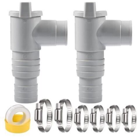 Robinet d'arrêt pour Piscine - MARQUE - 2 pcs - 32mm - Durable - Avec Colliers de Serrage