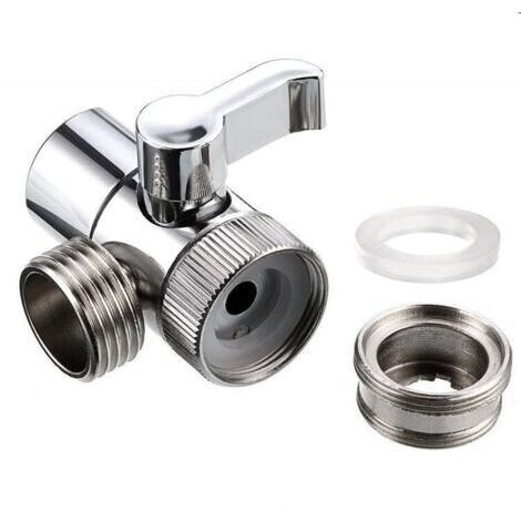 Robinet d'Arrêt Vanne de Commutation en Laiton 3 Voies Soupape Valves d'Aiguillage Valve 3 Voies En Laiton Robinet Arret 3 voies avec 2 Adaptateurs + Ruban Teflon pour Lavabo Dérivation d'Eau
