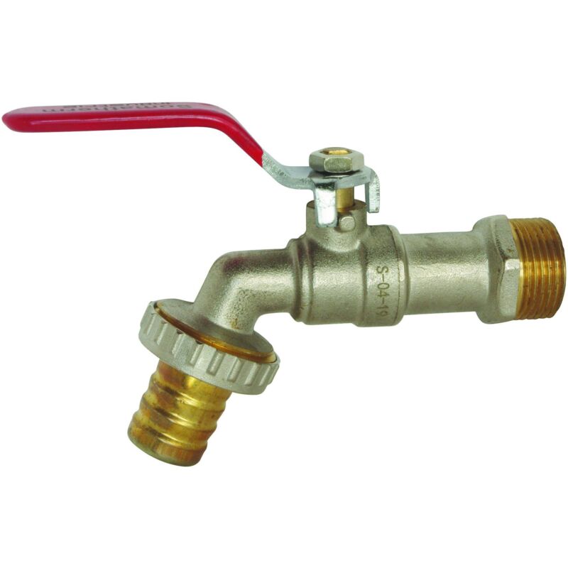 Robinet d'arrosage &agrave; sph&egrave;re 20/27 - 26/34 nickel&eacute; - Manette plate