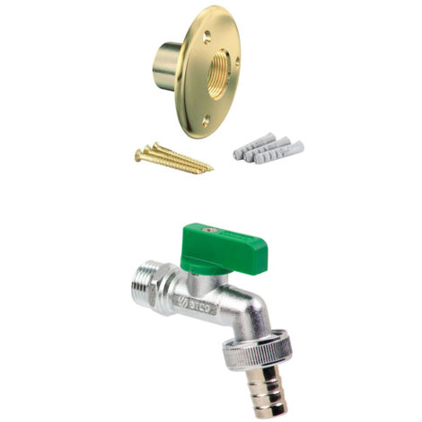 Robinet d'arrosage anti-calcaire M1/2'' (15/21) avec son applique - Arcanaute