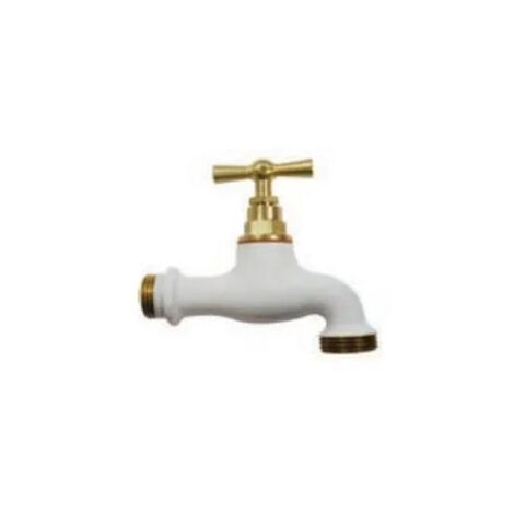 Robinet d'arrosage bicolore Blanc, 15x21/20x27