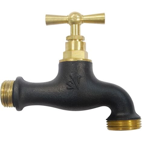Robinet d'arrosage bicolore Noir, 15x21/20x27