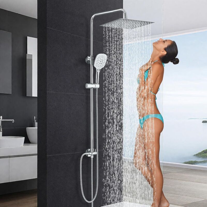 Robinet d'arrosage chromé ensemble d'arrosage système d'arrosage avec support de placement, cascade d'arrosage, arrosage manuel ABS 2 fonctions pour