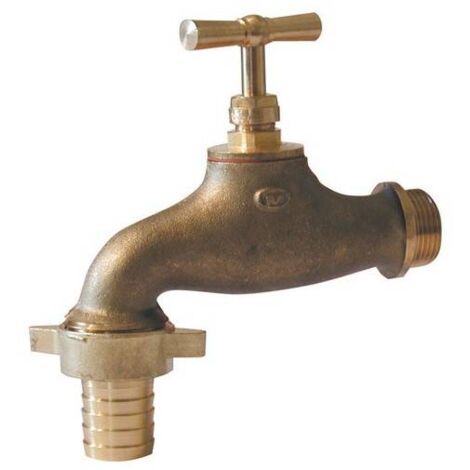 Robinet d'arrosage en laiton brossé avec sortie cannelée 19mm