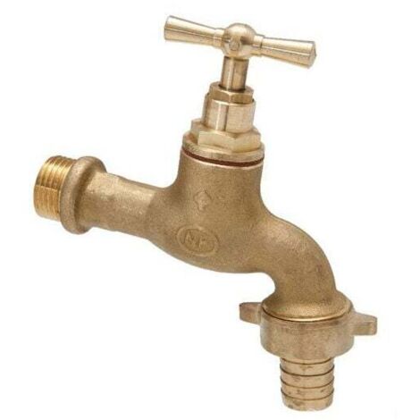 Robinet d'arrosage mâle 1/2" NF avec nez 3/4" en laiton brut
