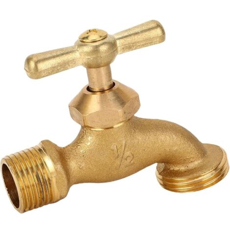 Robinet D'arrosage, Vanne de Jardin Robuste en Laiton avec Poignée en Zinc pour la Gestion de L'eau Extérieure, Raccord 1/2 Po MIP X 3/4 Po MHT