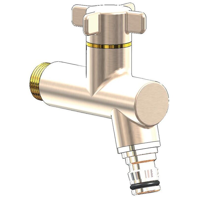 Robinet d'arrossage Oslo modèle vertical mâle 15x21 et sortie à raccord automatique - finition nickelé Anquier