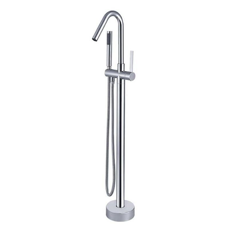 Robinet de baignoire autoportant, robinet de baignoire monotrou sur pied, robinet de baignoire chaud et froid, chrome