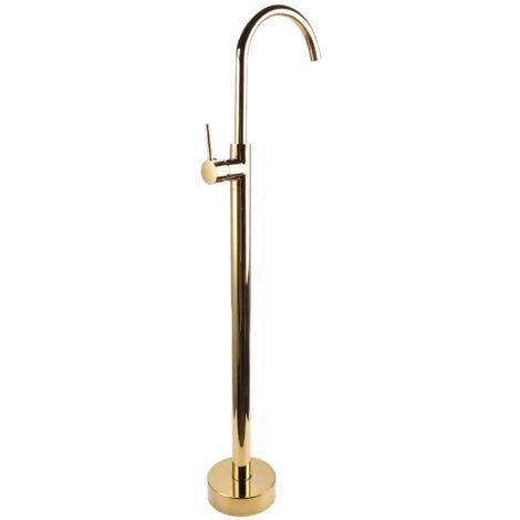 Robinet de baignoire autoportant Style européen en laiton et acier inoxydable, sans trou, robinet sur pied pour lavabo de Type colonne doré