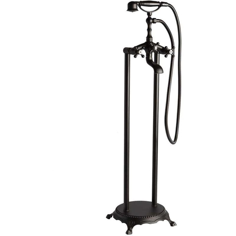 Robinet De Baignoire Autoportante Noir Mat De Style Rétro