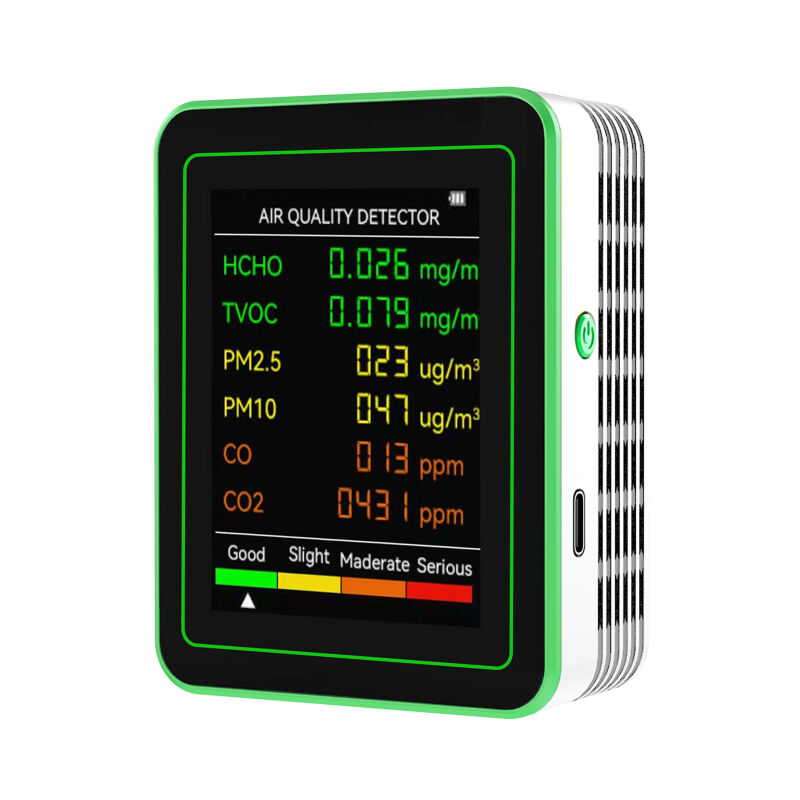 Moniteur de qualité de l'air 6 en 1, détecteur multifonctionnel de dioxyde de carbone, testeur de qualité de l'air mural pour PM2,5 PM10 CO CO2 HCHO