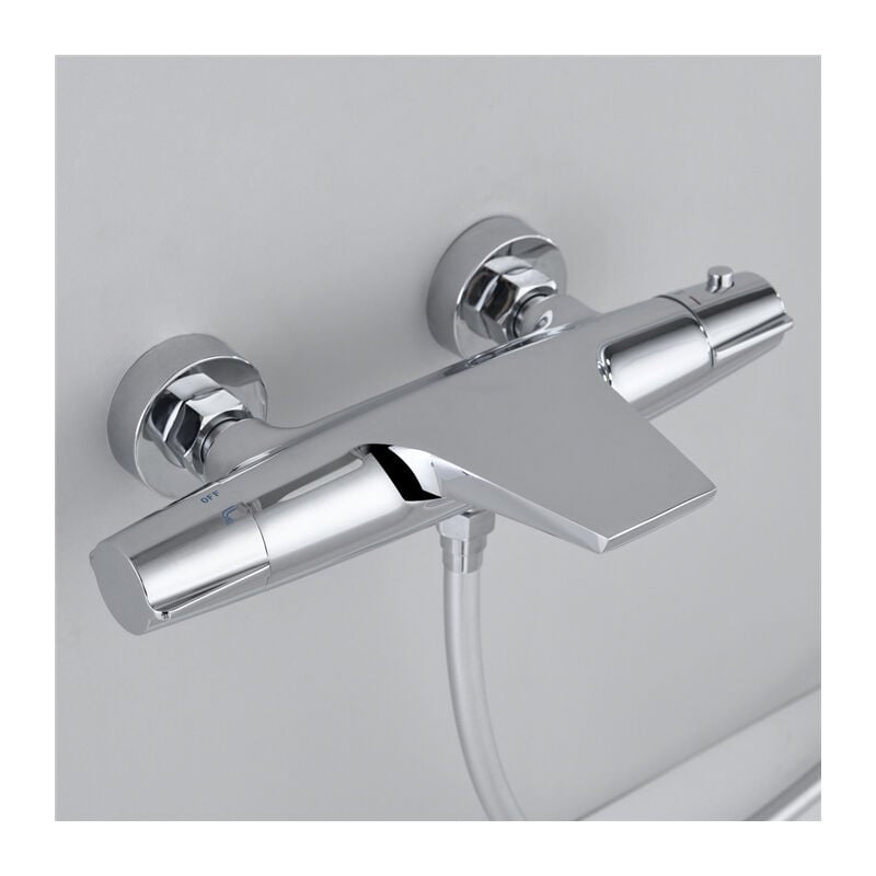 Robinet de Baignoire Thermostatique Cascade Mitigeur de Douche pour Baignoire Robinet de Douche Laiton Chromé Design Elégant