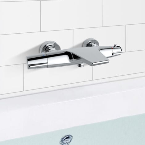 Robinet de Baignoire Cascade Mitigeur Thermostatique de Douche pour Baignoire Robinet de Douche Laiton Chromé Design Elégant