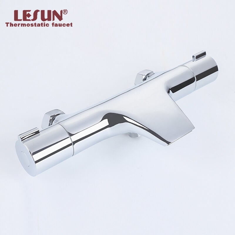 Robinet de baignoire cascade thermostatique chromé Robinet de douche de salle de bain Laiton durable Argenté Conçu pour montage mural de salle de