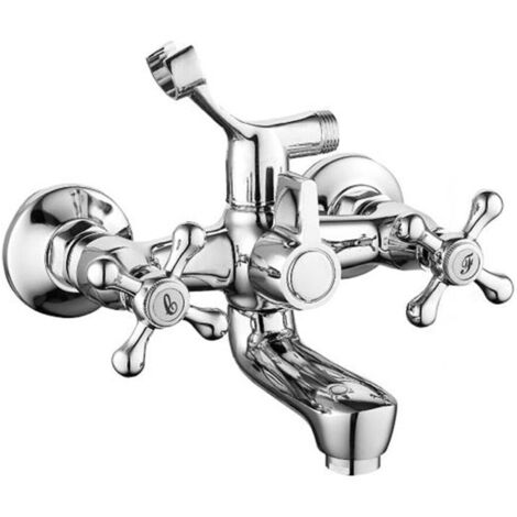 Robinet De Baignoire Chromé Avec Raccord De Douche Bidirectionnel