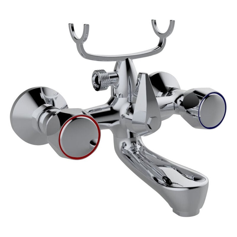 Robinet de baignoire chromé, poignées rondes