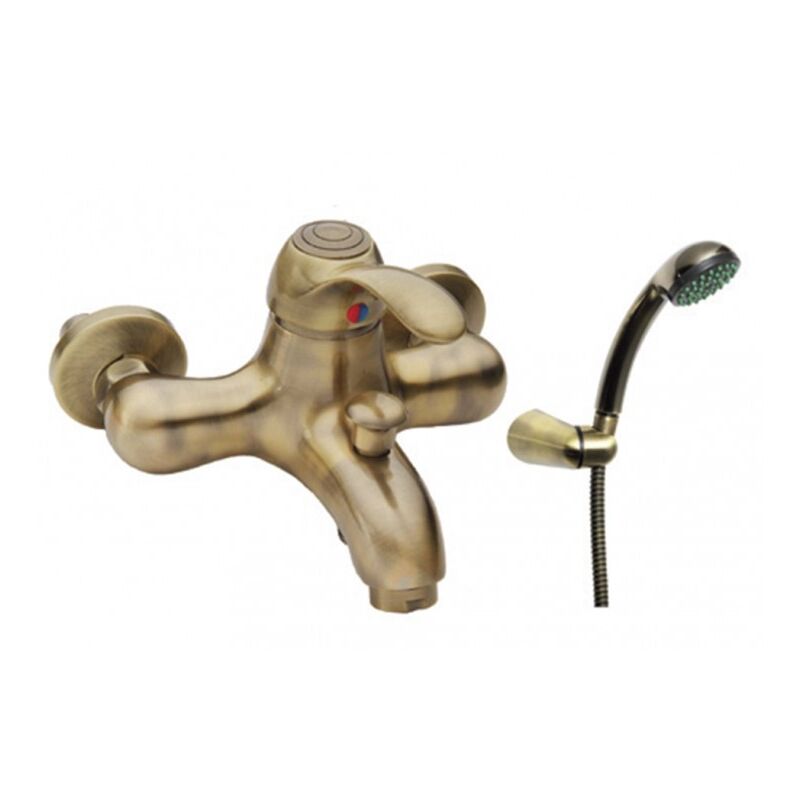 Robinet de baignoire de la série Distri en laiton vieilli avec accessoires.