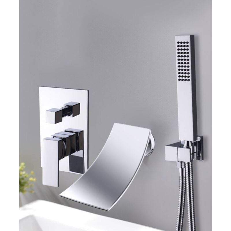 Robinet mitigeur de baignoire cascade à encastrer Chromé - Matera