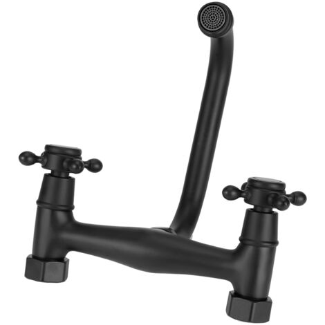 Robinet de Baignoire Monté au Mur en Cuivre à Deux Poignées, Mélangeur d'Eau Chaude et Froide (Type A à Cinq Voies)