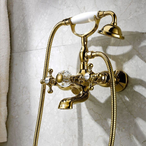 Robinet de baignoire mural classique en chrome poli Or