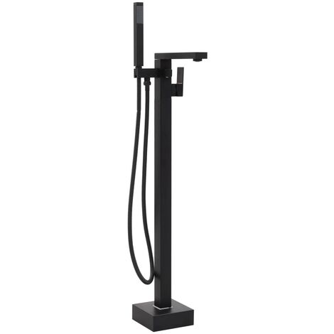 Robinet de baignoire salle de bain sur pied acier inoxydable 90 cm noir
