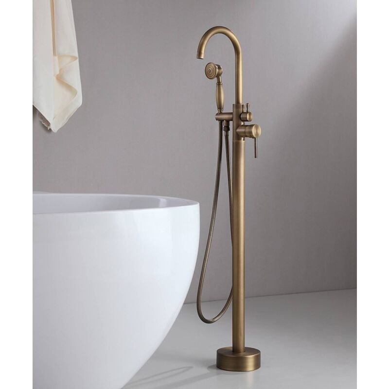 Robinet mitigeur bain-douche sur pied bronze - Corbeau
