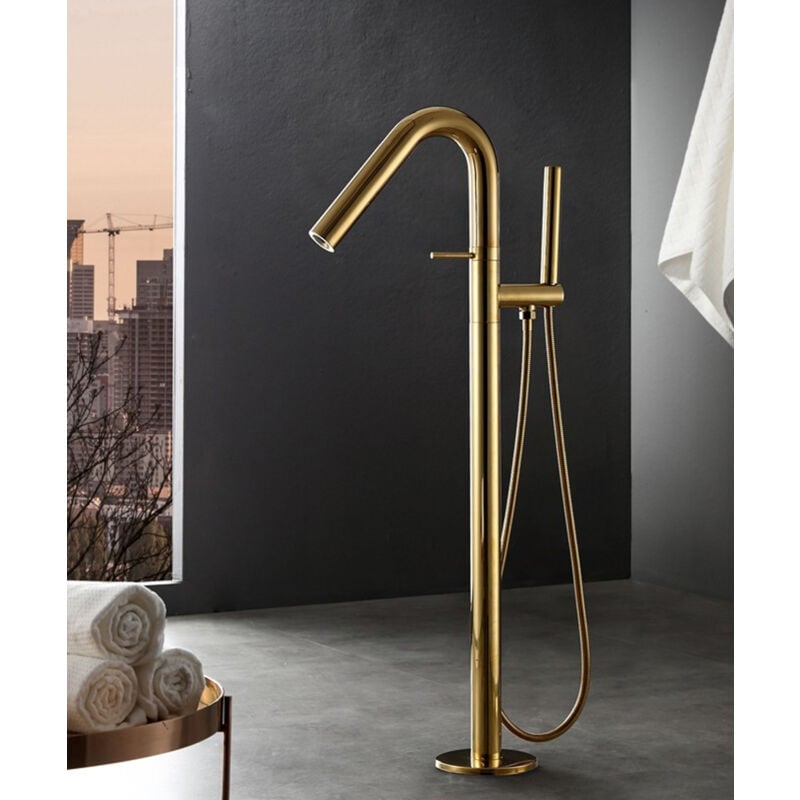 Mitigeur de baignoire sur pied moderne - Doré