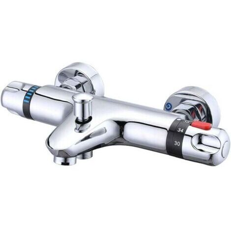 Robinet de baignoire thermostatique importé inversé, robinet de baignoire mural, robinet de douche thermostatique avec eau chaude, triple température constante, accessoires standard
