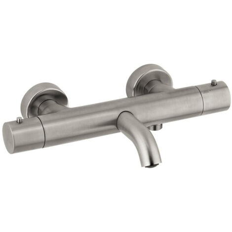 Robinet de baignoire thermostatique Plieger Napoli avec inverseur avec raccords corps froid inox