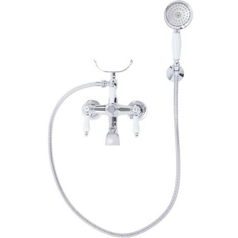Robinet de baignoire vintage avec douchette et tuyau de 150 cm (longueur du tuyau) - Pour salle de bain, douche et baignoire