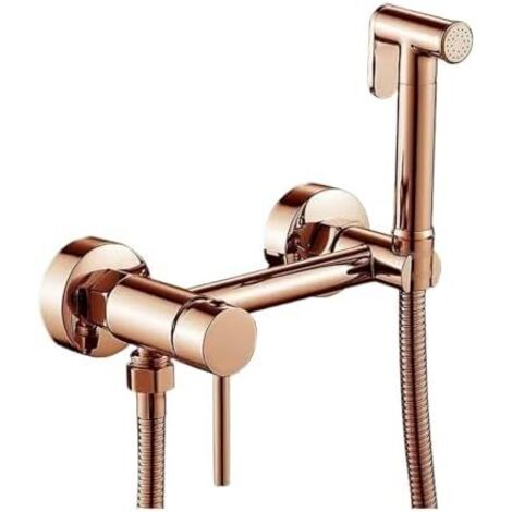 Robinet De Bidet En Laiton Avec Support, Mitigeur Douche Et D'eau Chaude/froide, Douchette WC Murale, Accessoires Salle Bain Haute Pression D'Eau(Rose Gold) Rose Gold -