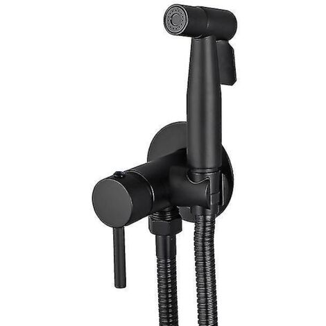 Robinet de bidet portable Ula en laiton noir avec douchette, mitigeur d'eau chaude et froide pour salle de bain et douche hygiénique.