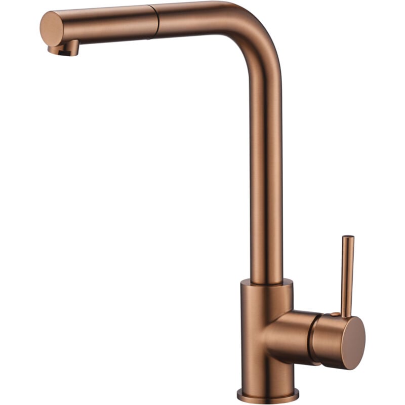 Imex Products - Mice - Robinet de cuisine à poignée unique avec douche extractible, robinet d'évier, robinet de cuisine à poignée unique - Or rose