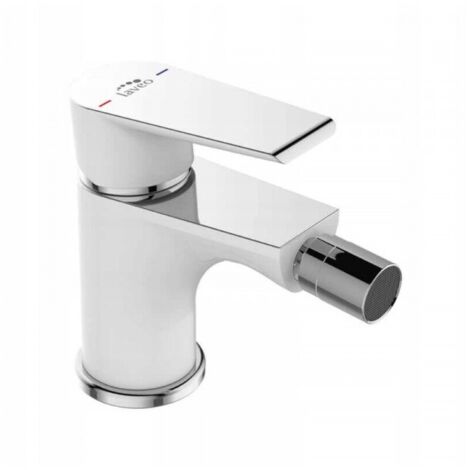Robinet de bidet sur pied LARGO en chrome blanc avec bouchon