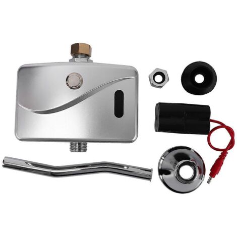 Robinet de chasse d'eau électrique automatique pour urinoir, avec capteur et fixation murale manuelle, 6 V CC, argent.