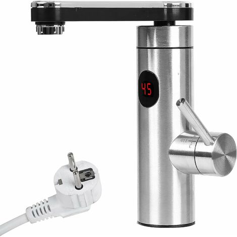 Robinet de chauffe-eau électrique 220V, robinet de chauffage électrique Affichage LCD de la température Rotation de mélange à 360º Robinet de cuisine avec chauffe-eau instantané pour cuisine, salle de