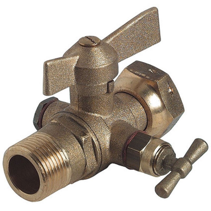 Robinet compteur droit à purge mâle 1/2' (15/21) - écrou tournant 3/4' (20/27) - Somatherm