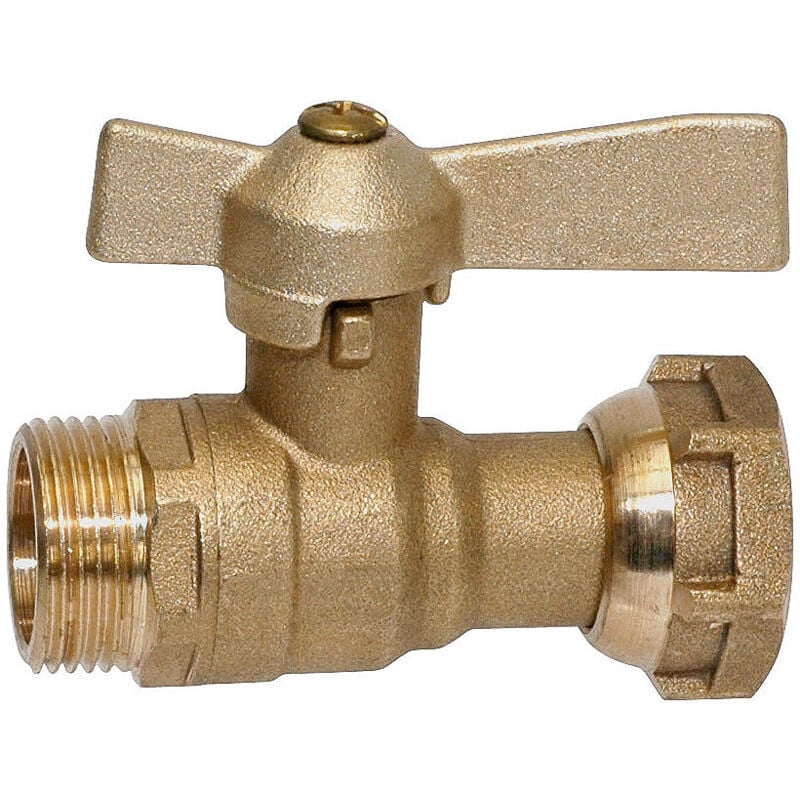 Robinet compteur droit 80 mm mâle 1" (26/34) - écrou prisonnier 3/4" (20/27) - Somatherm