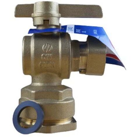 Robinet de compteur équerre ACS - PN 25 DN15 - PEHD Ø32 - Écrou libre 3/4" (20/27) - Arco