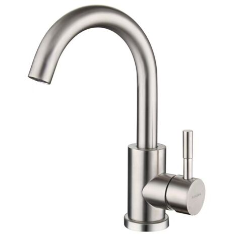Robinet de comptoir de bar, robinet de cuisine/salle de bain, robinet de bateau pratique en nickel brossé avec pré-humidification, robinet de lavabo de style ferme en acier inoxydable à un trou, extér