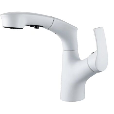 Robinet de Cuisine 2-en-1 Blanc - Mitigeur avec Douchette Extractible et Rotation 360° - Double Fonction (Jet/Douche) - Flexible 1,2m - Design Moderne