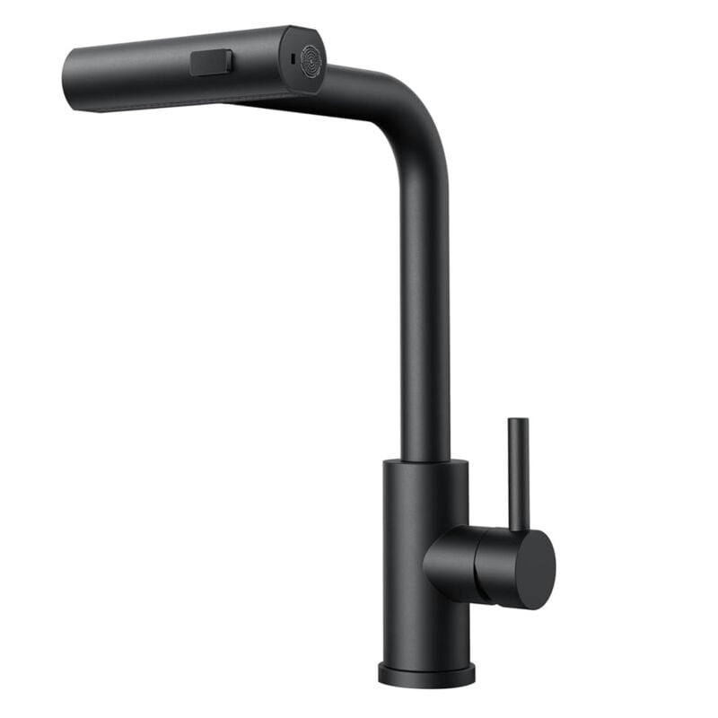Maerex - Robinet de Cuisine 3 Jets avec Douchette Extractible, Robinetterie Mitigeur d'Évier 360° Rotatif - Sans Tuyau - Noir