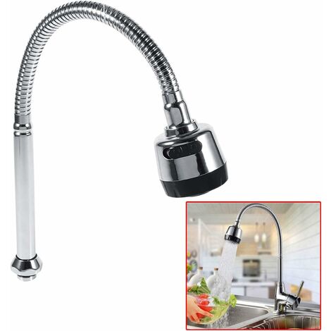 Robinet de Cuisine, 360 &degBec pivotant en Acier Inoxydable Robinet d'&eacutevier de Cuisine raccords de Tuyau pour Les &eacuteviers de Cuisine &agrave Un ou Deux bacs(bouchon hexagonal),AAFGVC