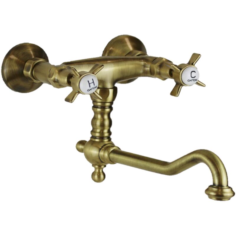 Gattoni Rubinetteria - Robinet de cuisine à bec bas couleur bronze Gattoni London 1705117V0 Bronze