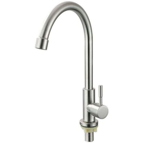 Robinet de cuisine à eau froide simple pivotant à 360°, robinet d'évier de cuisine à levier unique en acier inoxydable