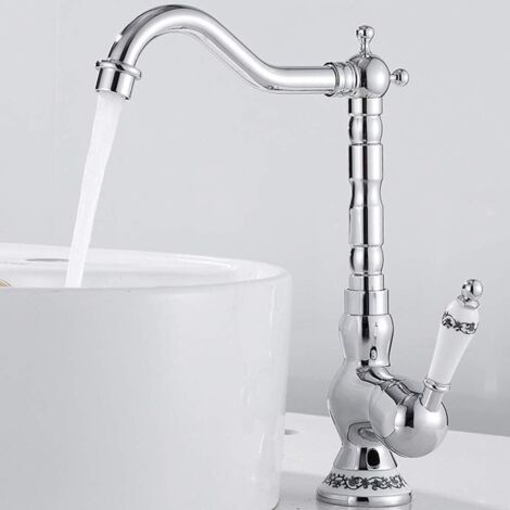 Robinet de cuisine à levier unique cuisine et salle de bain antique vintage mitigeur cuisine classique en laiton (placage)