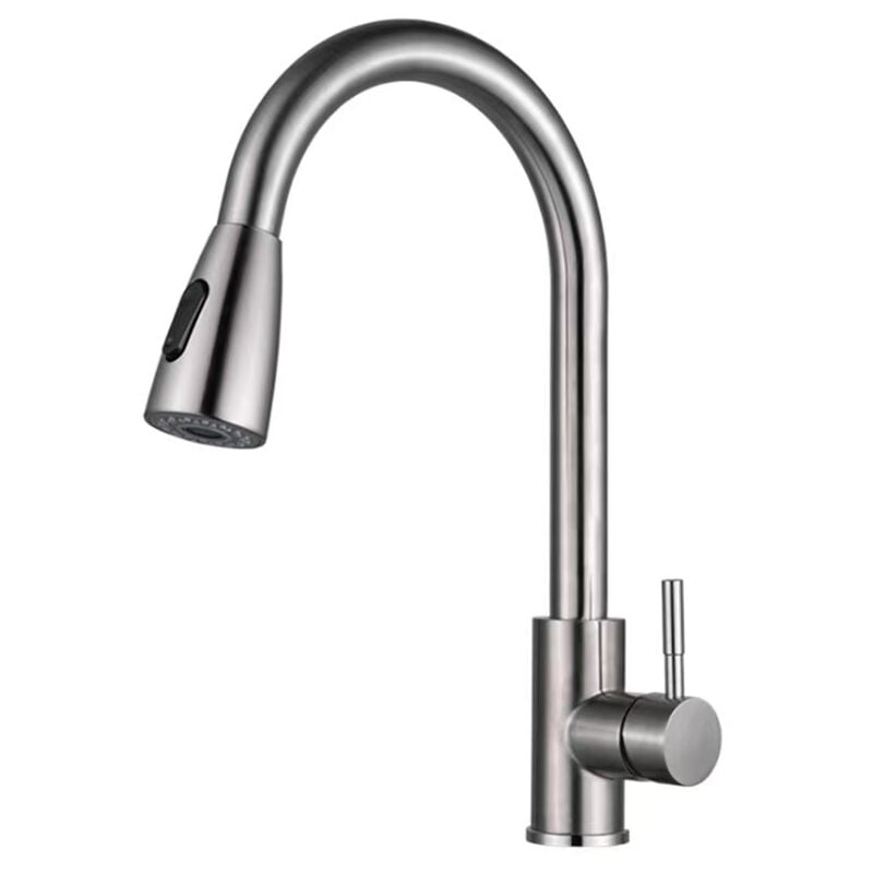 Tonchean - Robinet de cuisine à poignée unique à arc élevé avec pulvérisateur extractible pour robinet d'évier de cuisine rv Robinet de cuisine