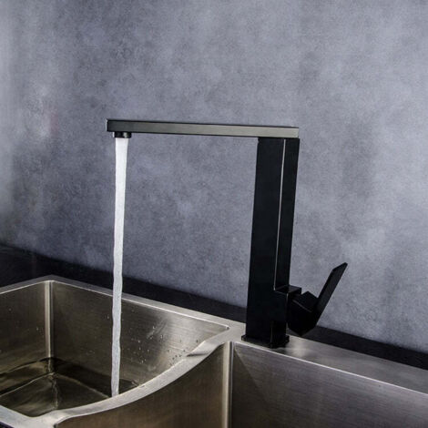 Robinet de cuisine à poser noir de chez Hudor () mitigeur de cuisine idéal pour une cuisine au style moderne, antique, classique, ou industriel Marque engagée ( °  ° ) = ('-') Luttons contre le gaspil