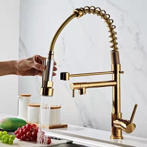 Robinet de cuisine à ressort à double sortie